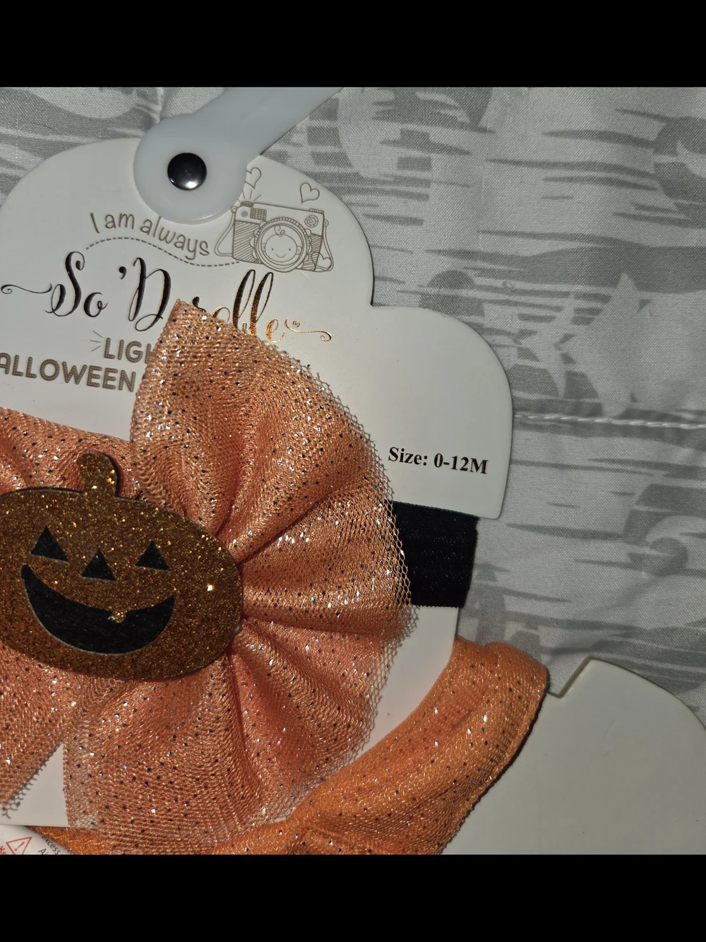 Girls Orange LED Pumpkin Costume Dress with Matching Headband 0-12 Months